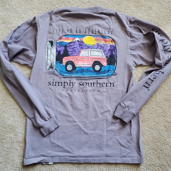 Simply Southern long-sleeve top t-shirt gray jeep offroad 4x4 mountains sz Sm - Picture 1 of 7